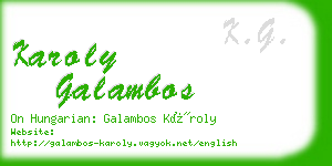 karoly galambos business card